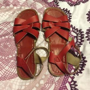 Red saltwater sandals